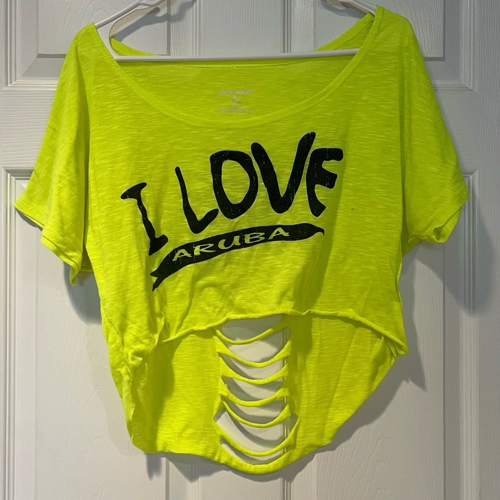 Neon Yellow Graphic Crop Top ARUBA